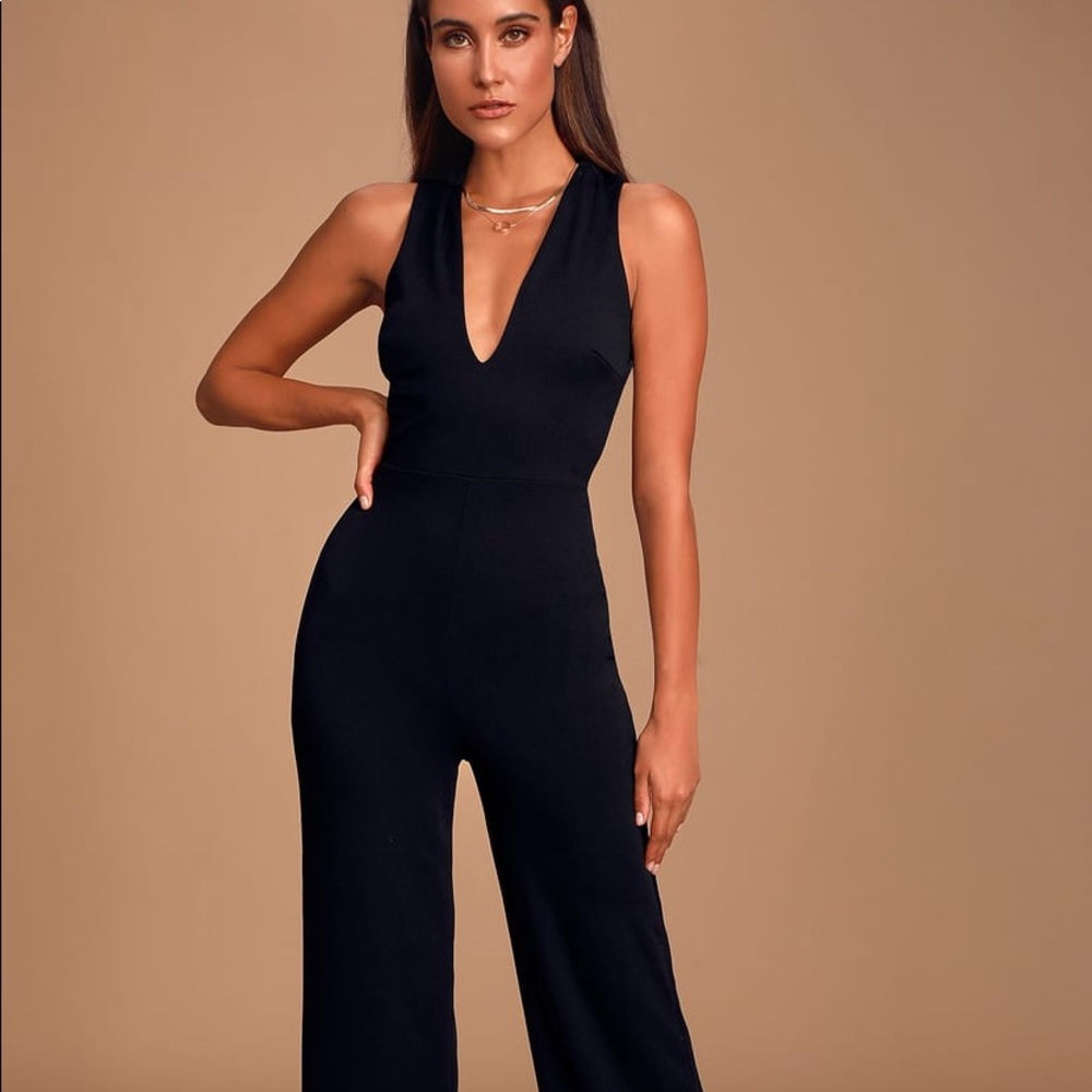 Lulu’s Thinking Out Loud Black Backless Jumpsuit